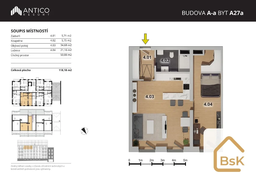 Prodej bytu A27a,2+kk, 67,30 m2, Český Brod