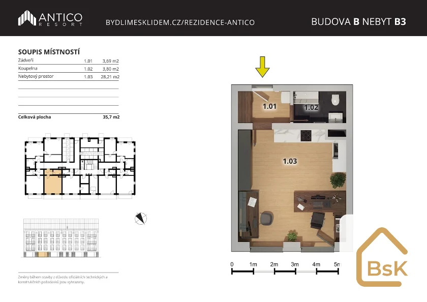 Prodej bytu B3 1+kk, 36 m² - Český Brod