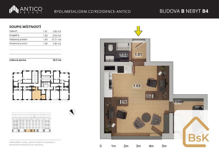 Prodej nebytového prostoru B4 2+kk, 40 m² - Český Brod