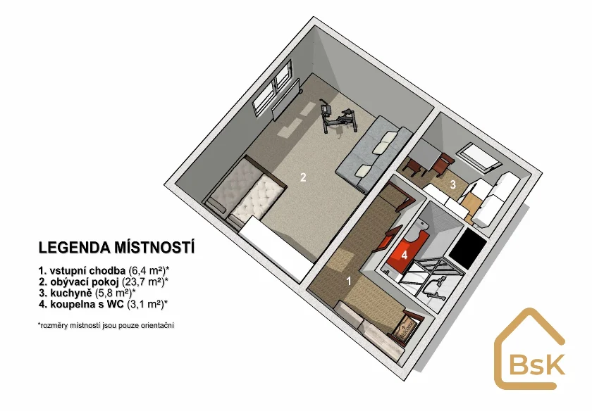 Pronájem bytu 1+1, 40m² – Liberecká, Jablonec nad Nisou