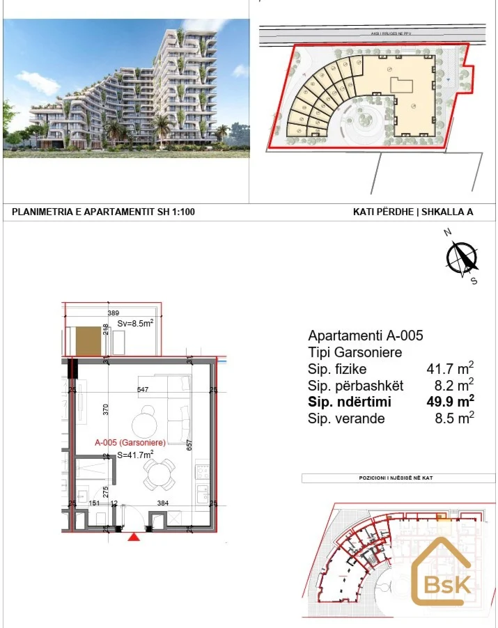 Prodej bytu 1+kk 42 m², Golem, Albánie