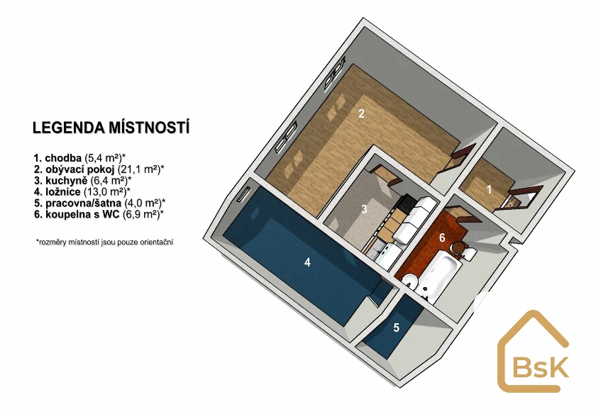 Pronájem bytu 2+1 58 m², Rychnov u Jablonce nad Nisou