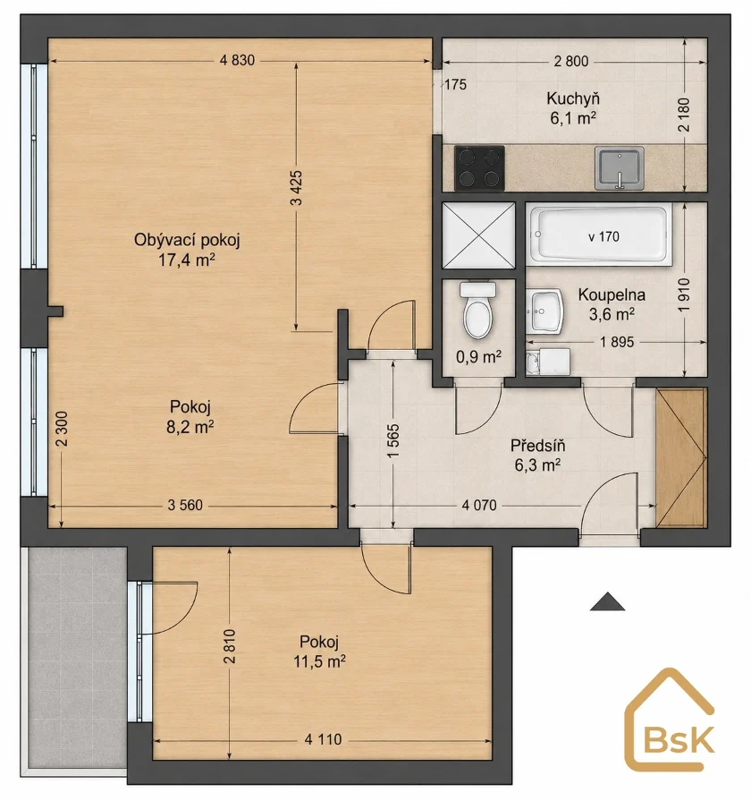 Prodej bytu 2+kk 57 m², Praha - Bohnice
